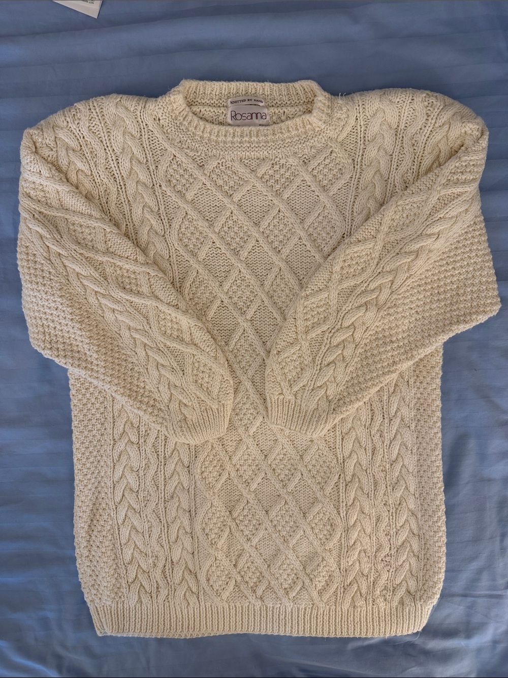 Rosanna Ivory Cable Knit Crew Sweater M
